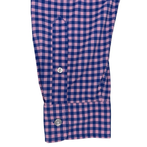 Vineyard Vines Men's Performance Classic Fit Tucker Shirt Medium Pink/Blue Check - Picture 6 of 12